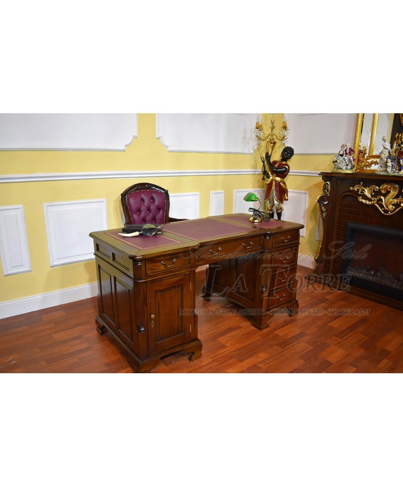 Scrivania bifacciale Ministeriale inglese bordeaux
