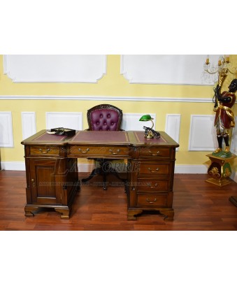 Burgundy English Ministerial double-sided desk